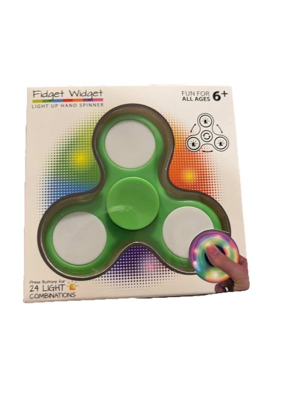 Fidget Widget Light Up Hand Spinner Stress Relief Toy For Ages 6+ With 24 LED Li